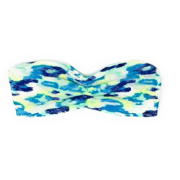 Victoria’s Secret PINK | Blue and Cream Leopard Print Lace Bandeau | Size Medium - Picture 1 of 13
